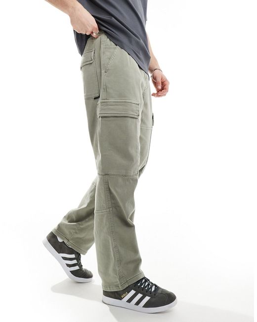 Pull & Bear wide leg cargo pants khaki-