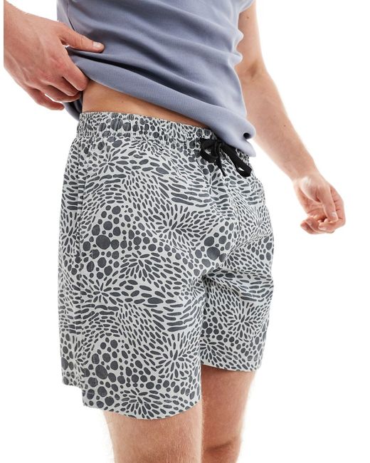 Pull & Bear monochrome printed swim shorts