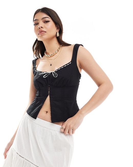Bershka contrast piping corset top and white