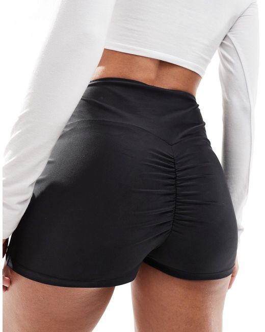 Asos Design high waisted shorts with ruched back seam
