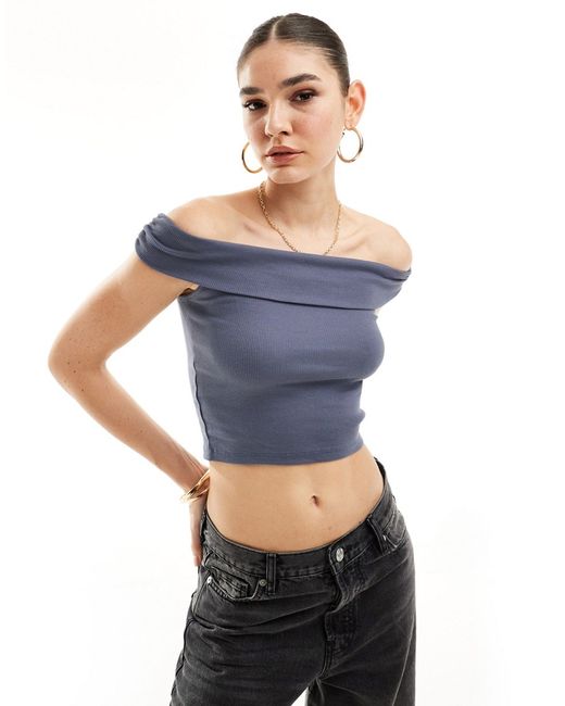 Pull & Bear off the shoulder top navy