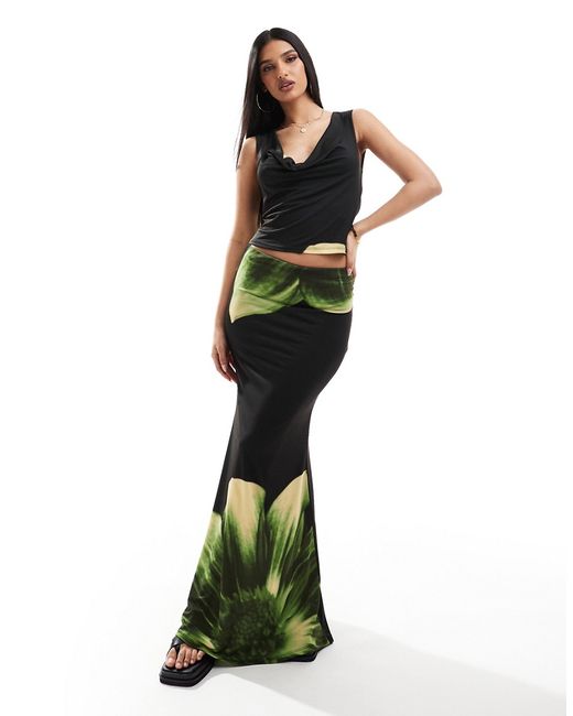 Asos Design fishtail maxi skirt large scale floral part of a set-
