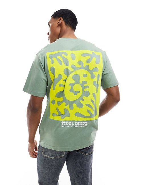 Only & Sons relaxed t-shirt with drift back print sage-