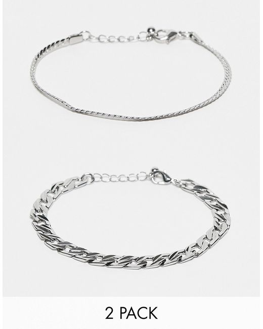 Asos Design 2 pack chain bracelet tone