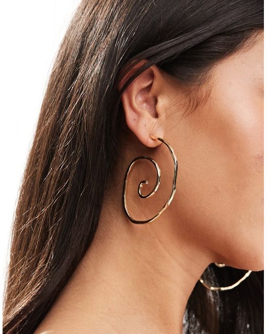 Asos Design 66mm hoop earrings with swirl design tone