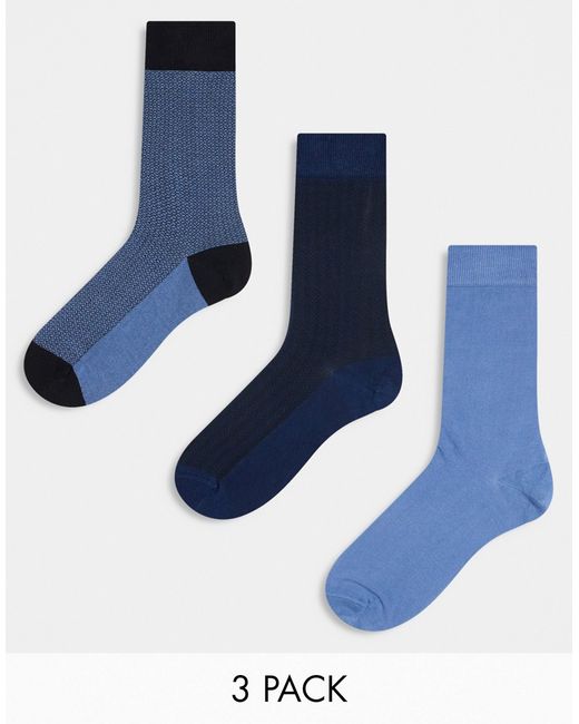 River Island 3 pack socks blue-