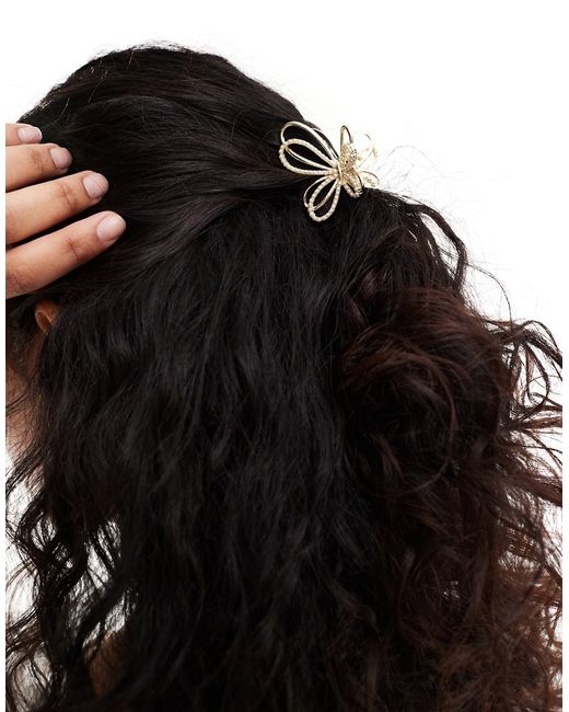 Asos Design hair claw with faux pearl butterfly design tone