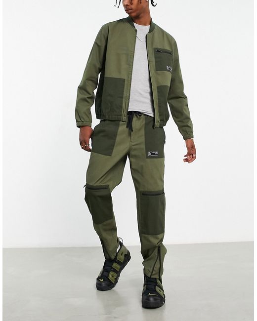 Topman loose cut and sew cargo pants with elastic waist khaki part of a set-