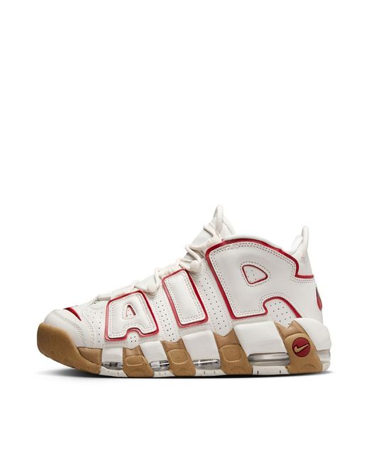 Nike Air More Uptempo sneakers stone with red detail-