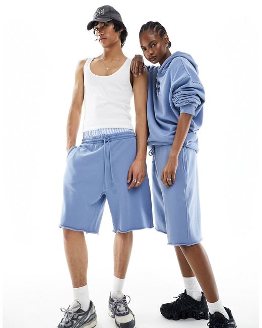Asos Design oversized shorts with raw hem washed denim part of a set