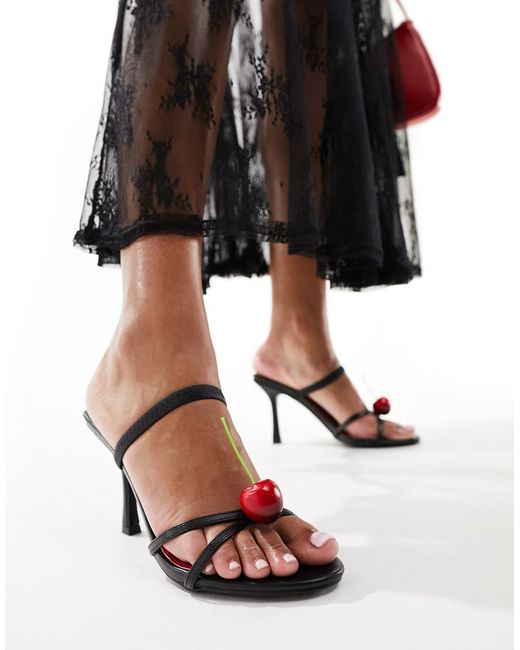 Public Desire strappy heeled sandals with cherry