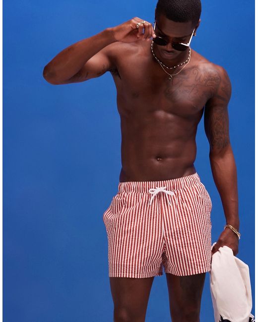 Asos Design striped swim shorts short length