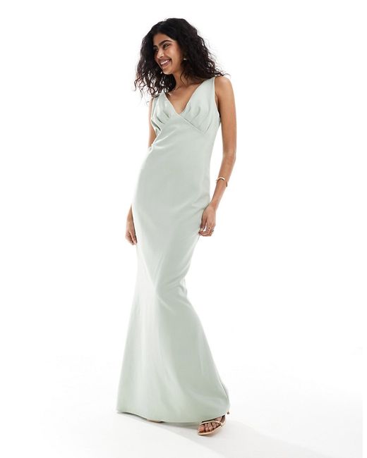 Pretty Lavish Bridesmaid crepe maxi dress sage-