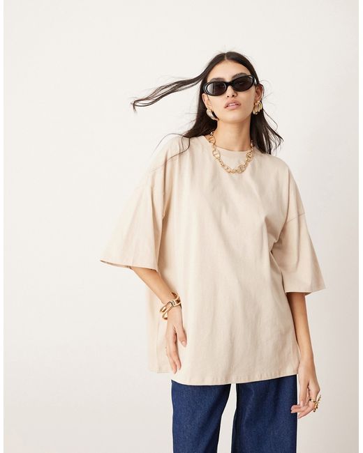 ASOS Edition oversized premium heavy weight T-shirt taupe-