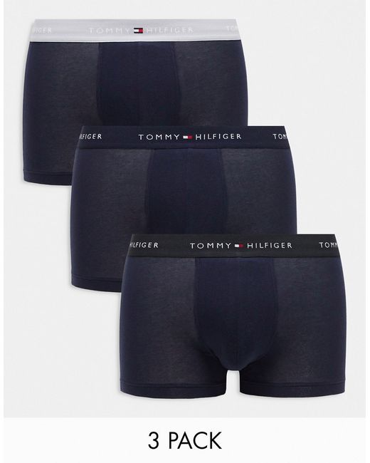 Tommy Hilfiger signature cotton essentials 3 pack trunks with colored waistband
