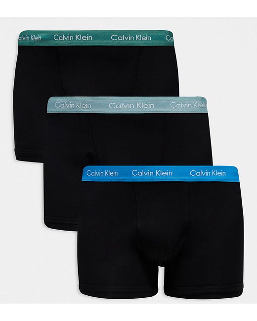 Calvin Klein Plus cotton stretch trunks 3 pack with colored waistband