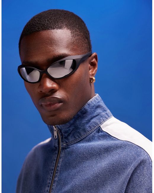 Asos Design racer sunglasses with silver mirrored lens
