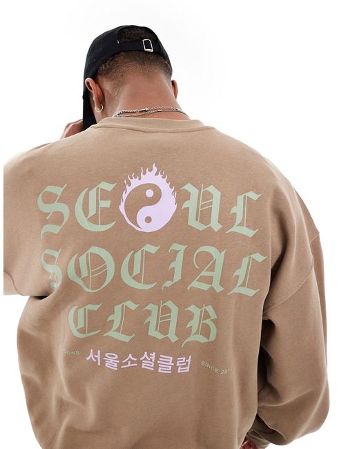 Only & Sons oversized sweatshirt with Seoul back print