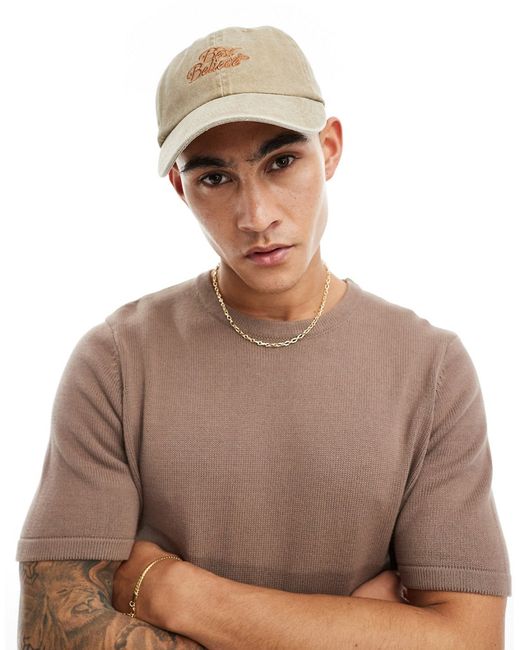 Asos Design soft baseball cap with embroidery washed stone-