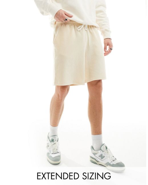 Asos Design oversized ribbed velour shorts ecru-