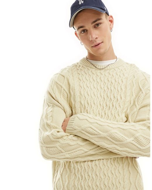 Asos Design oversized slouchy cable knit sweater cream-