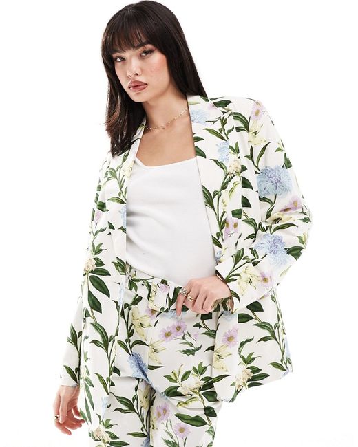 Asos Design tailored linen mix blazer floral print-