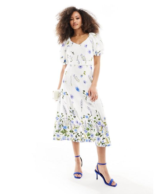 Other Stories puff sleeve belted midaxi dress floral print-