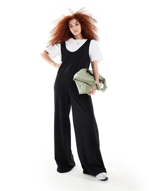 Asos Design 1 pinny jumpsuit with wide leg