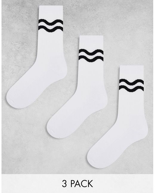 Asos Design 3 pack socks with wiggle stripe design
