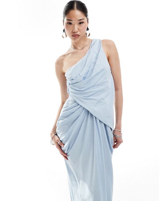 Asos Design one shoulder draped maxi dress with full skirt