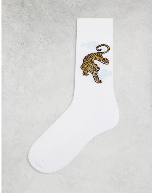 Asos Design socks with tiger embroidery