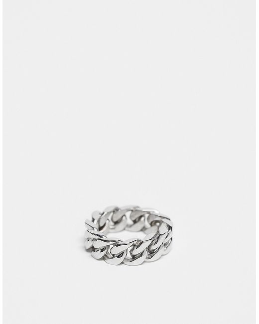 Asos Design waterproof band ring with chain design tone