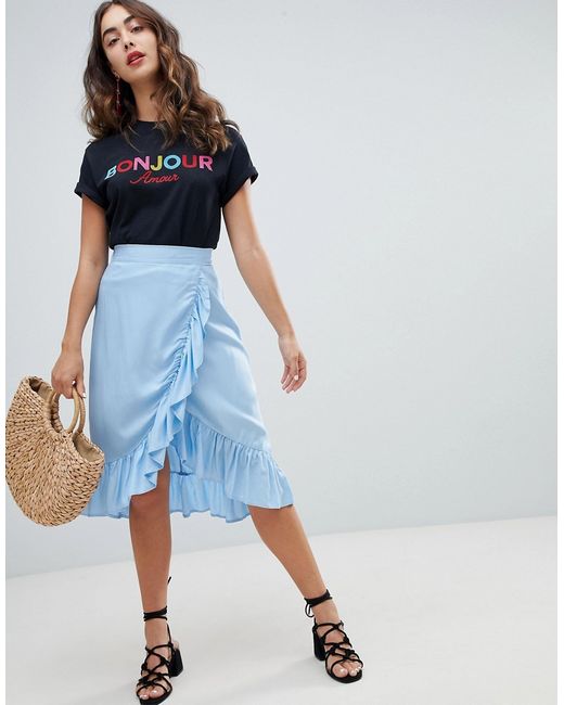New Look Ruffle Wrap Midi Skirt
