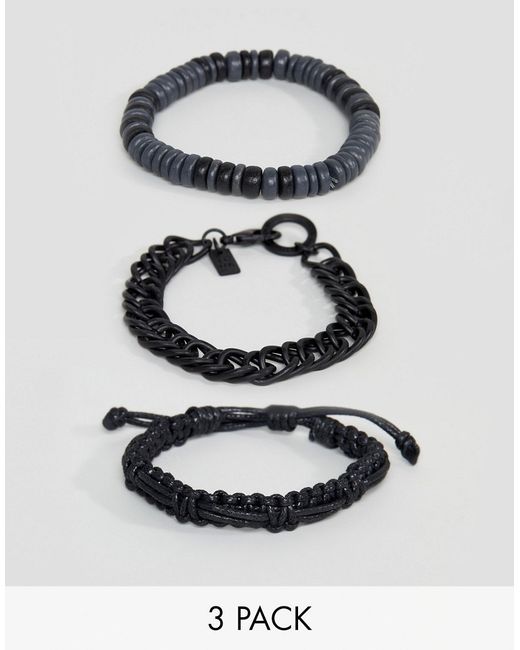 Icon Brand Beaded Bracelets In 3 Pack