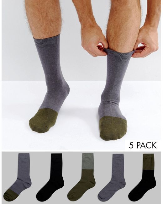 Asos Socks With Color Block 5 Pack