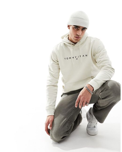 Tommy Jeans regular linear logo hoodie beige-