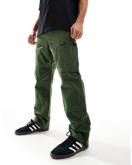 Asos Design paneled leg cargo pants with patch khaki-