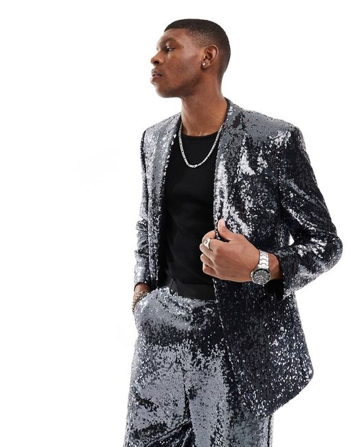 Asos Design relaxed sequin suit jacket