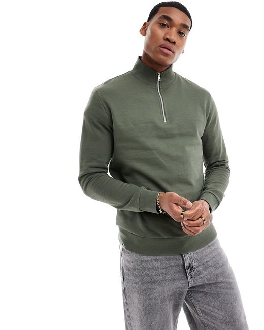 Asos Design sweatshirt with half zip mid