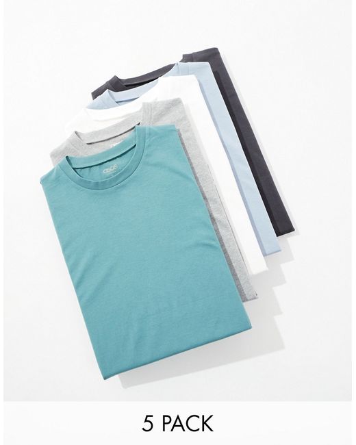 Asos Design 5 pack oversized t-shirts multiple colors
