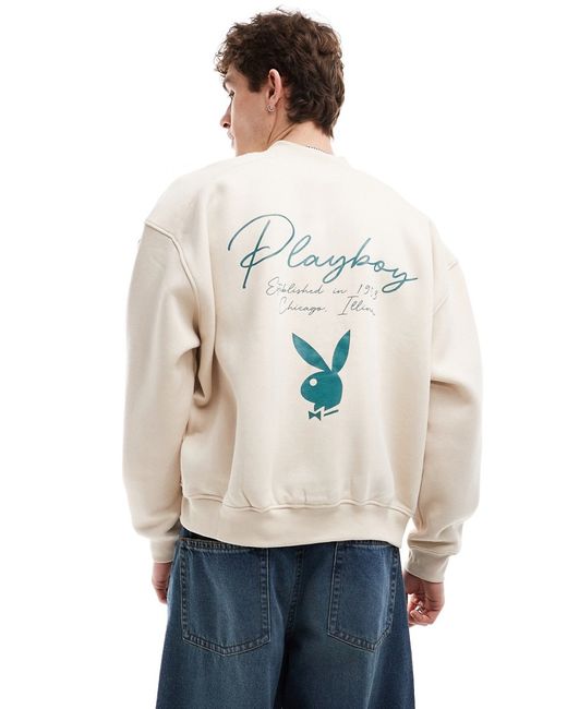 Mennace x Playboy jersey bomber jacket off with logo embroidery and back print