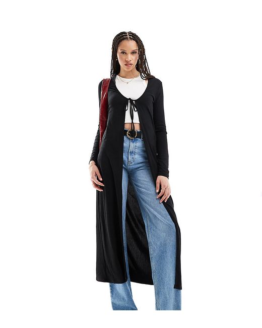 Pieces Tall tie front maxi cardigan