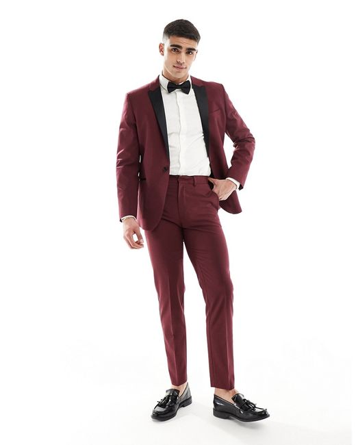 Asos Design slim tuxedo suit pants burgundy-