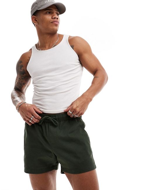 Asos Design slim shorter length chino shorts khaki-