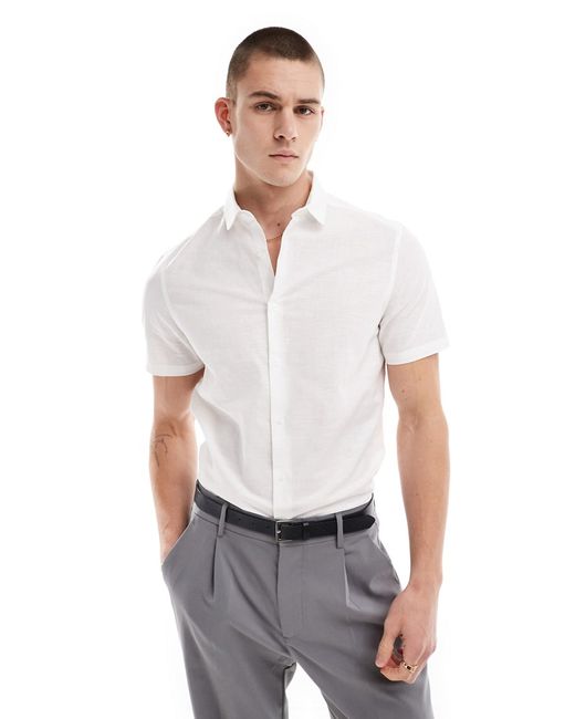 Asos Design regular smart linen shirt with penny collar