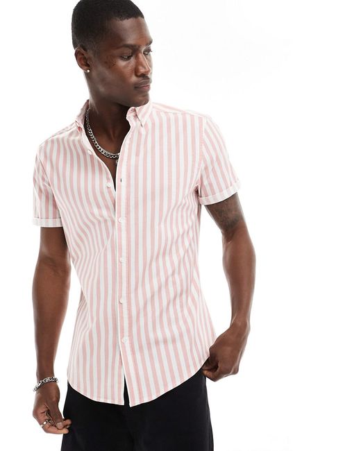 Asos Design stretch slim oxford stripe shirt