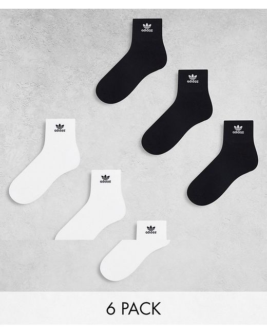 Adidas Originals Trefoil 6-Pack Quarter socks and white