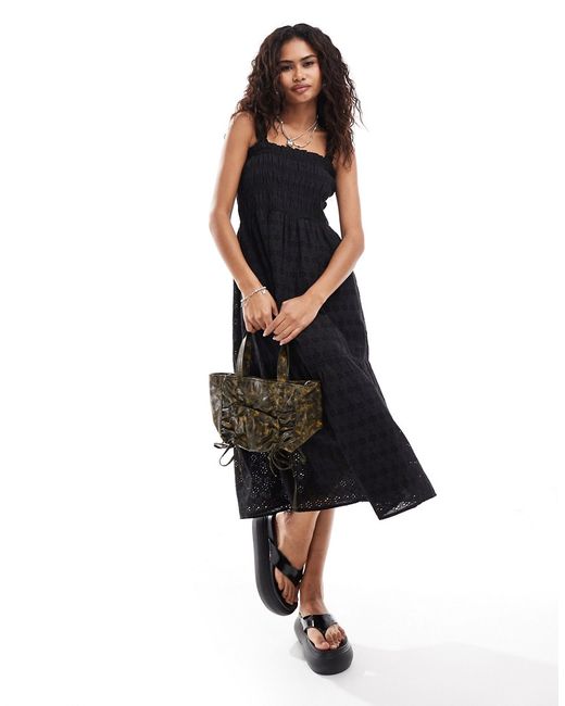 French Connection shirred broderie midi sun dress