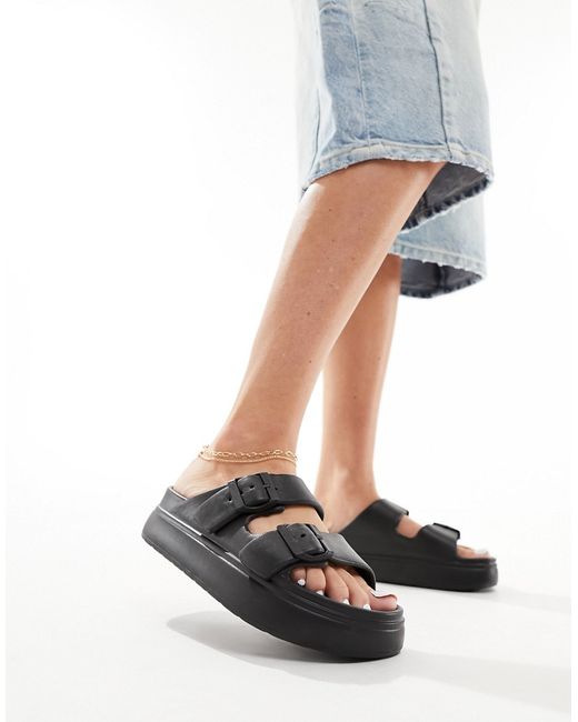 Asos Design Freestyle flatform double buckle sandals