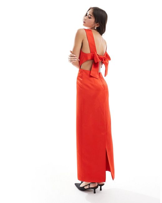 ASOS Edition cut out detail tie back maxi dress red-